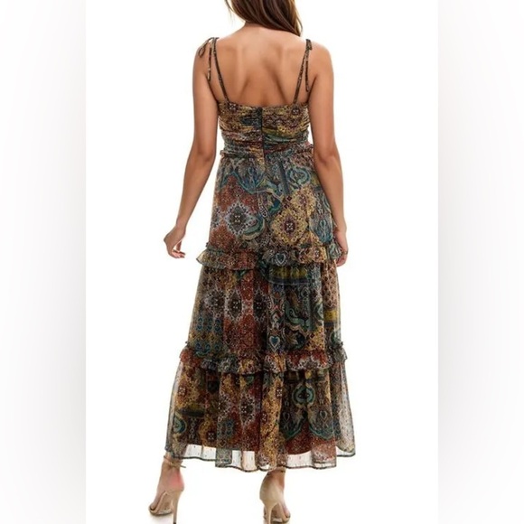 NWT Socialite Ruched Bodice Tie‎ Strap Maxi Sundress Small S Wedding Guest Party - Picture 11 of 15